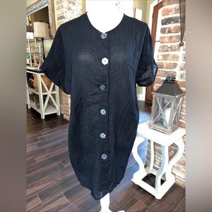 BEACH CABANA  Size Small Black Button Down BEACH COVER UP Cotton
